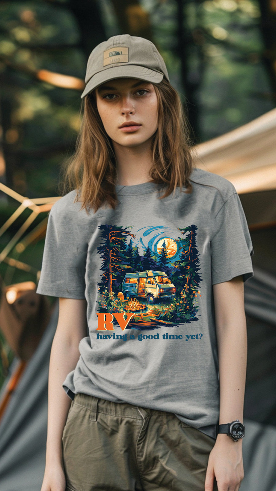 Unisex Camping Graphic Tee, Nature-Inspired T-Shirt for Men and Women, CAM002