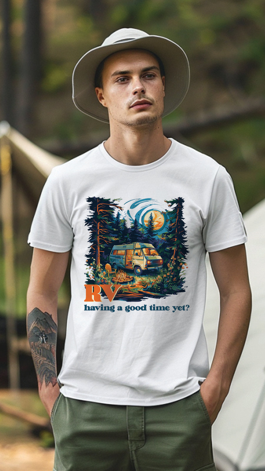 Unisex Camping Graphic Tee, Nature-Inspired T-Shirt for Men and Women, CAM002