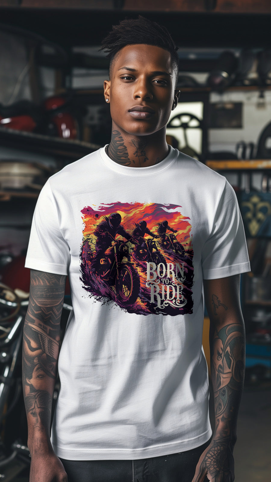 Born to Ride Motorcycle Graphic T-Shirt, Biker Freedom Tee For Men and Women, MOTO001