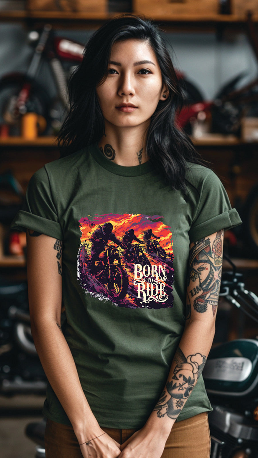 Born to Ride Motorcycle Graphic T-Shirt, Biker Freedom Tee For Men and Women, MOTO001