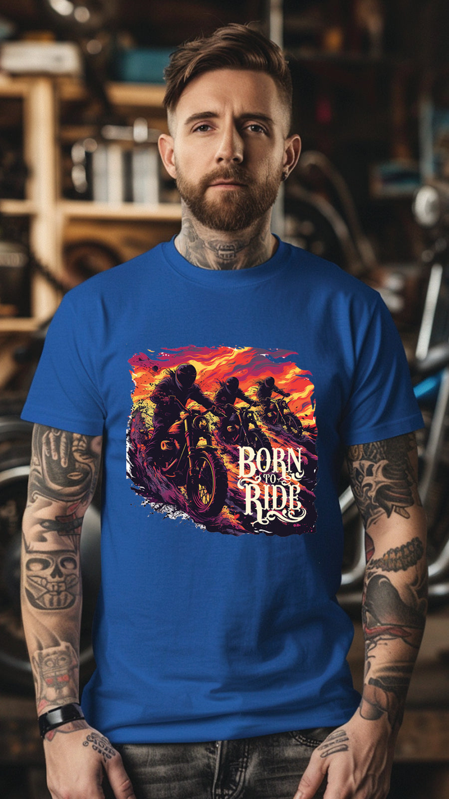 Born to Ride Motorcycle Graphic T-Shirt, Biker Freedom Tee For Men and Women, MOTO001