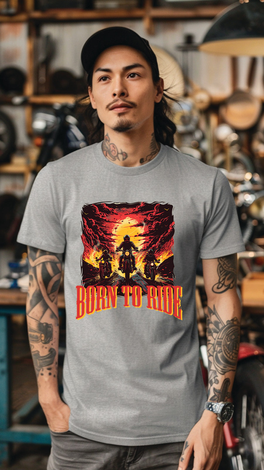 Born to Ride Motorcycle Graphic T-Shirt, Biker Freedom Tee For Men and Women, MOTO002