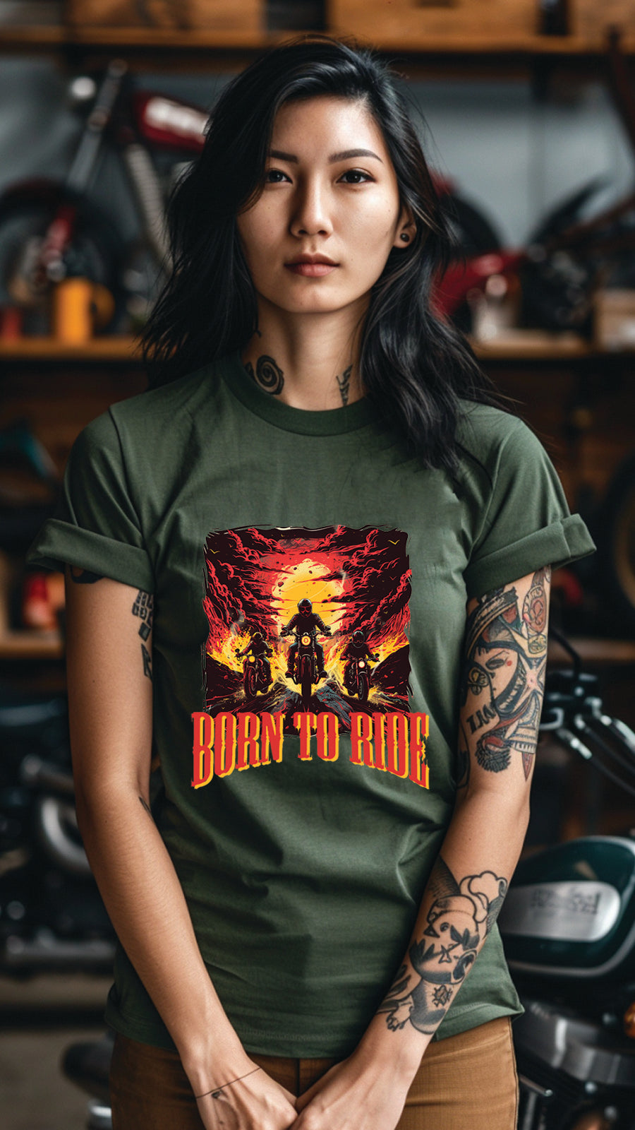 Born to Ride Motorcycle Graphic T-Shirt, Biker Freedom Tee For Men and Women, MOTO002