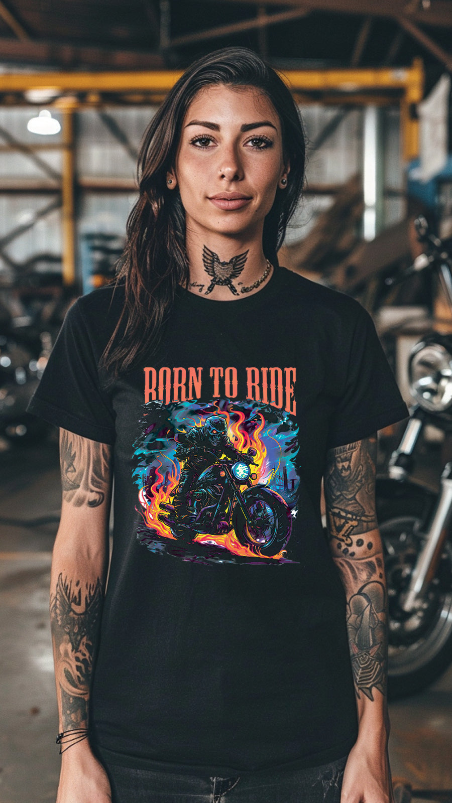 Born to Ride Motorcycle Graphic T-Shirt, Biker Freedom Tee For Men and Women, MOTO003