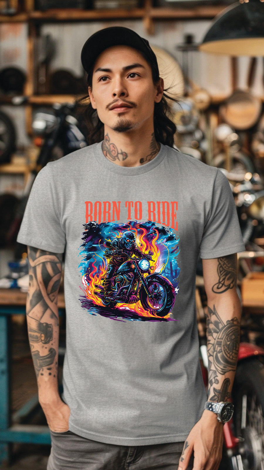 Born to Ride Motorcycle Graphic T-Shirt, Biker Freedom Tee For Men and Women, MOTO003