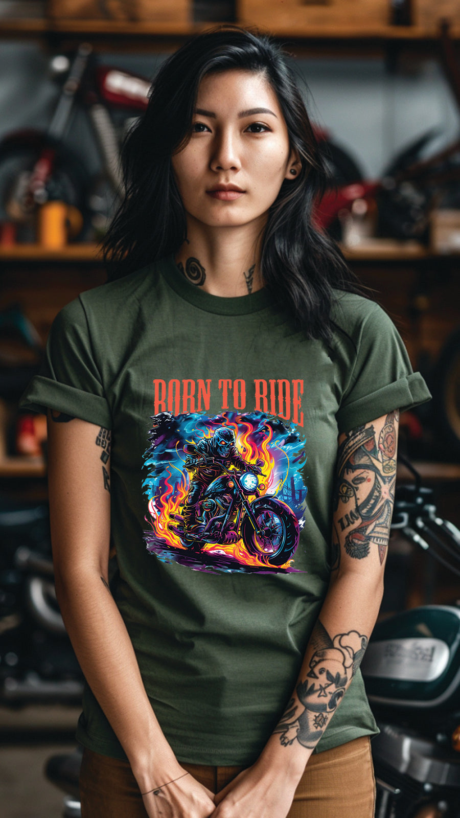 Born to Ride Motorcycle Graphic T-Shirt, Biker Freedom Tee For Men and Women, MOTO003