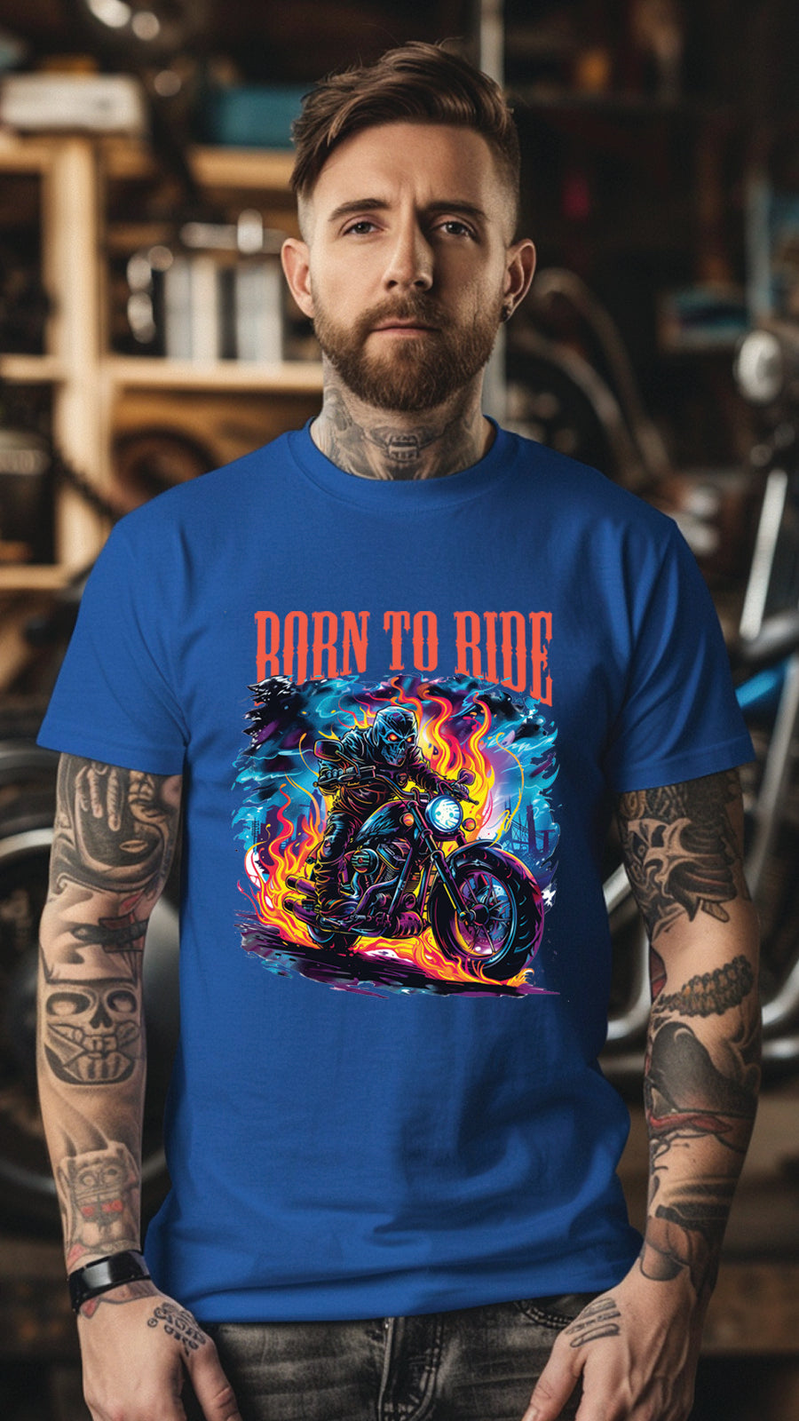 Born to Ride Motorcycle Graphic T-Shirt, Biker Freedom Tee For Men and Women, MOTO003