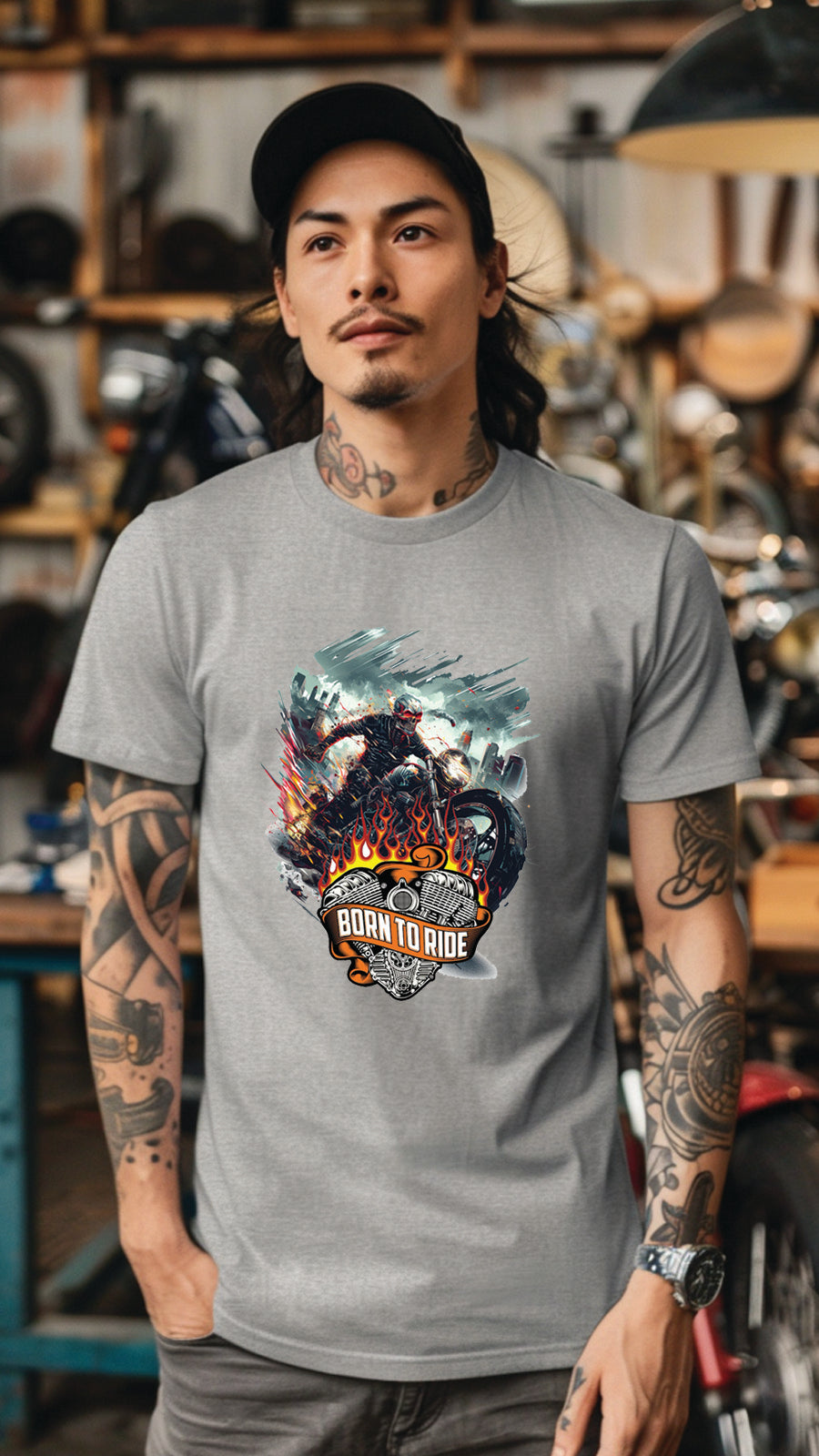 Born to Ride Motorcycle Graphic T-Shirt, Biker Freedom Tee For Men and Women, MOTO004