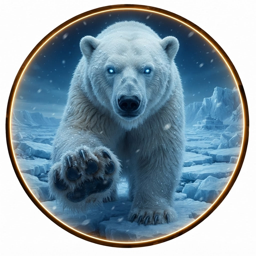 Modern Round LED Wall Art - Mystical Polar Bear Design with Warm Ambient Glow led 255