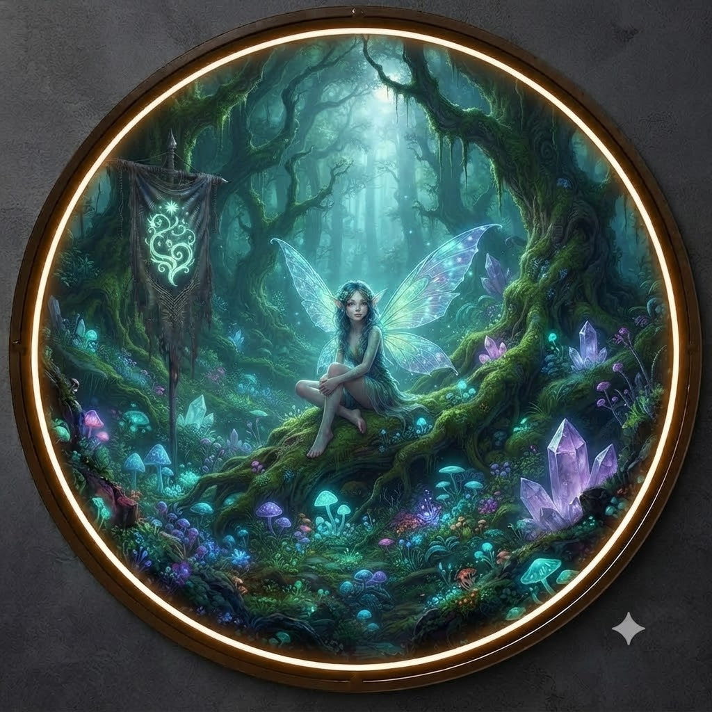 Enchanted Fairy Crystal Forest Circular LED Wall Art led 232
