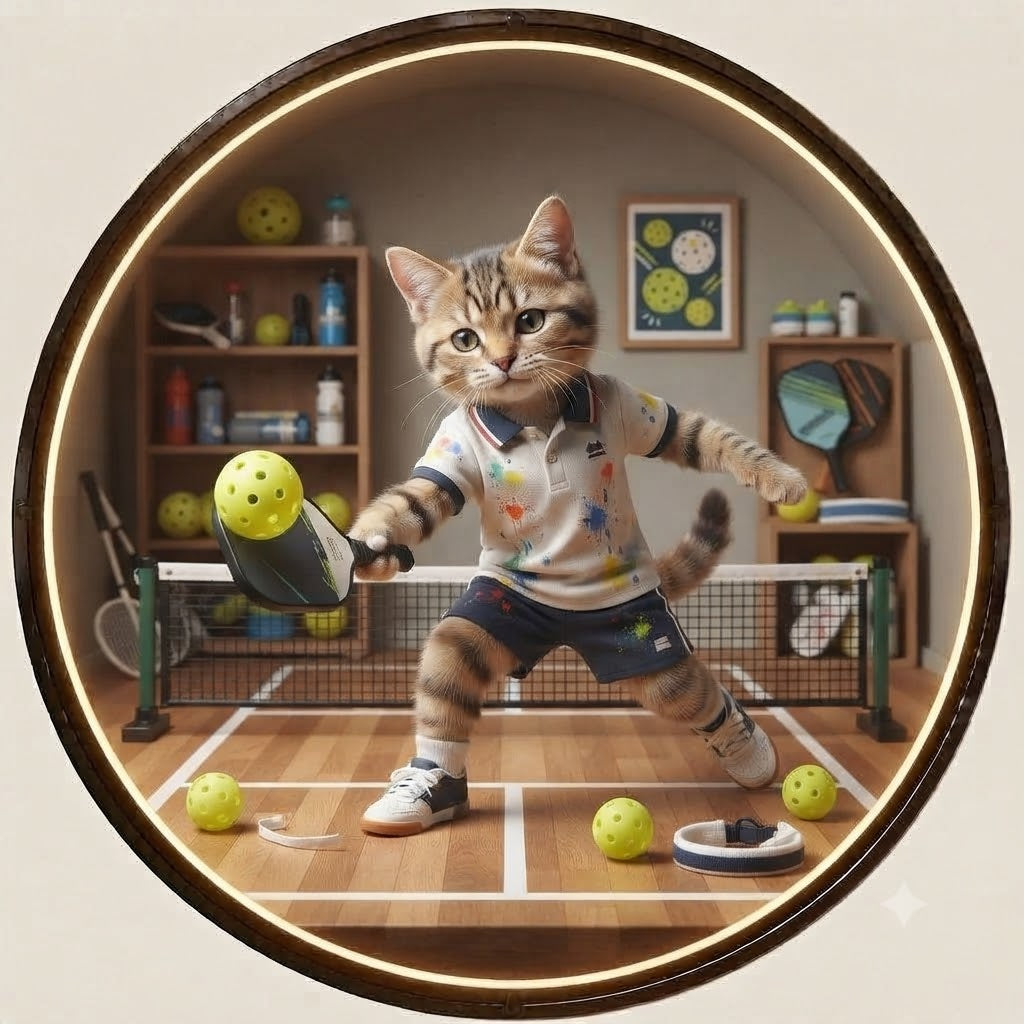 Playful Pickleball Cat led 242