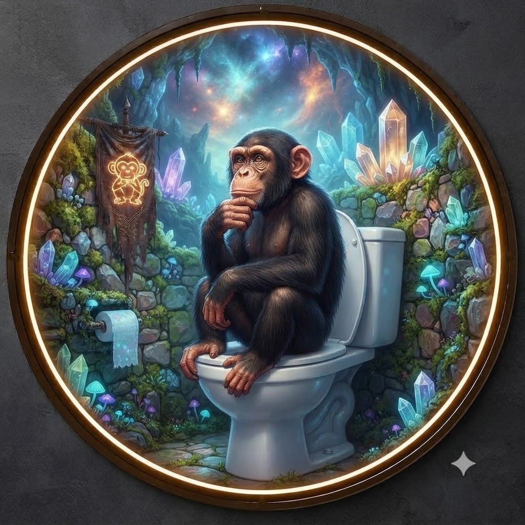 The Thinker Chimp Crystal Forest Circular LED Wall Art led 230