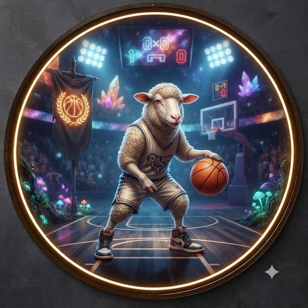 Basketball Sheep Player Cosmic Arena Circular LED Wall Art led 234