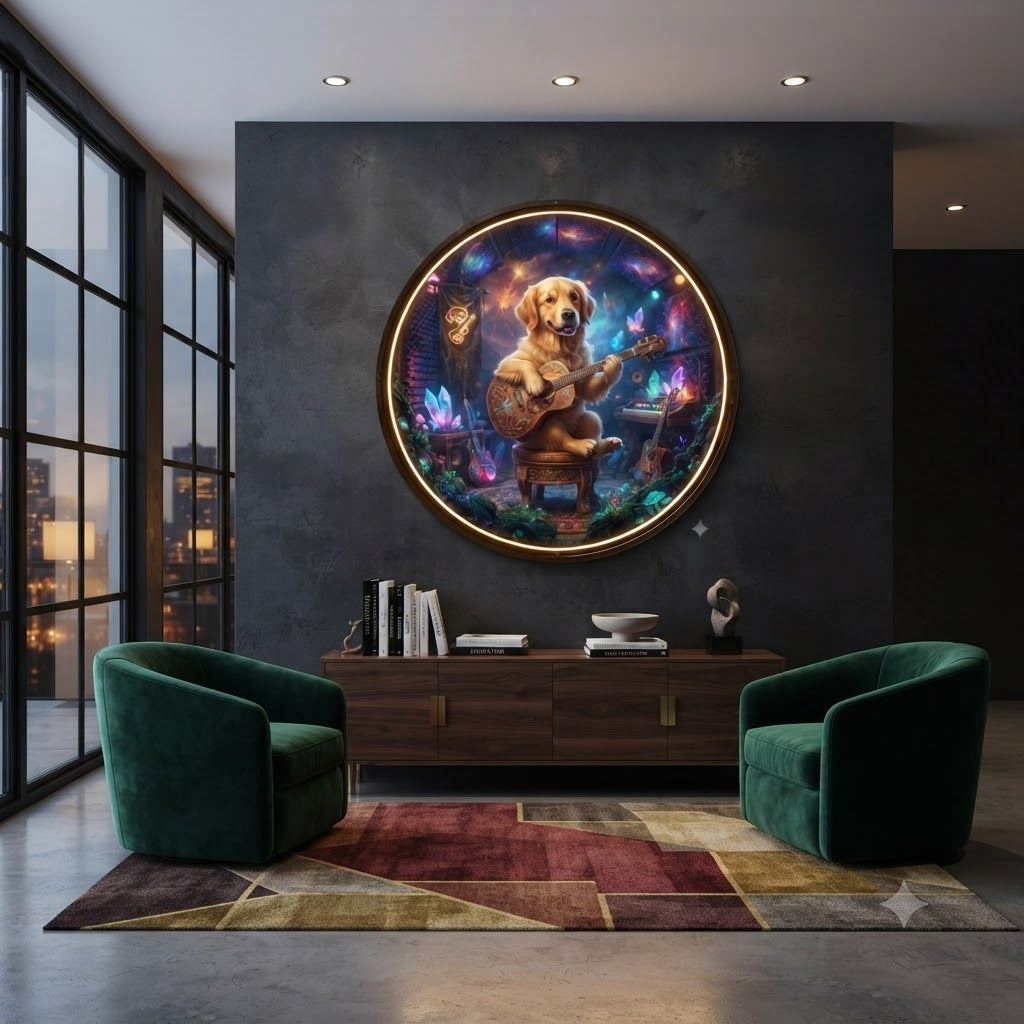 Rockstar Dog Fantasy Music Circular Wall Decor led 238