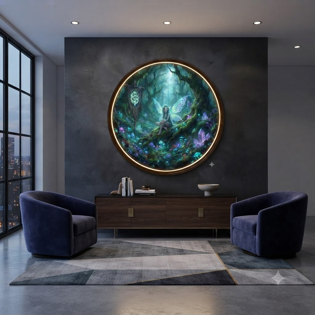 Enchanted Fairy Crystal Forest Circular LED Wall Art led 232