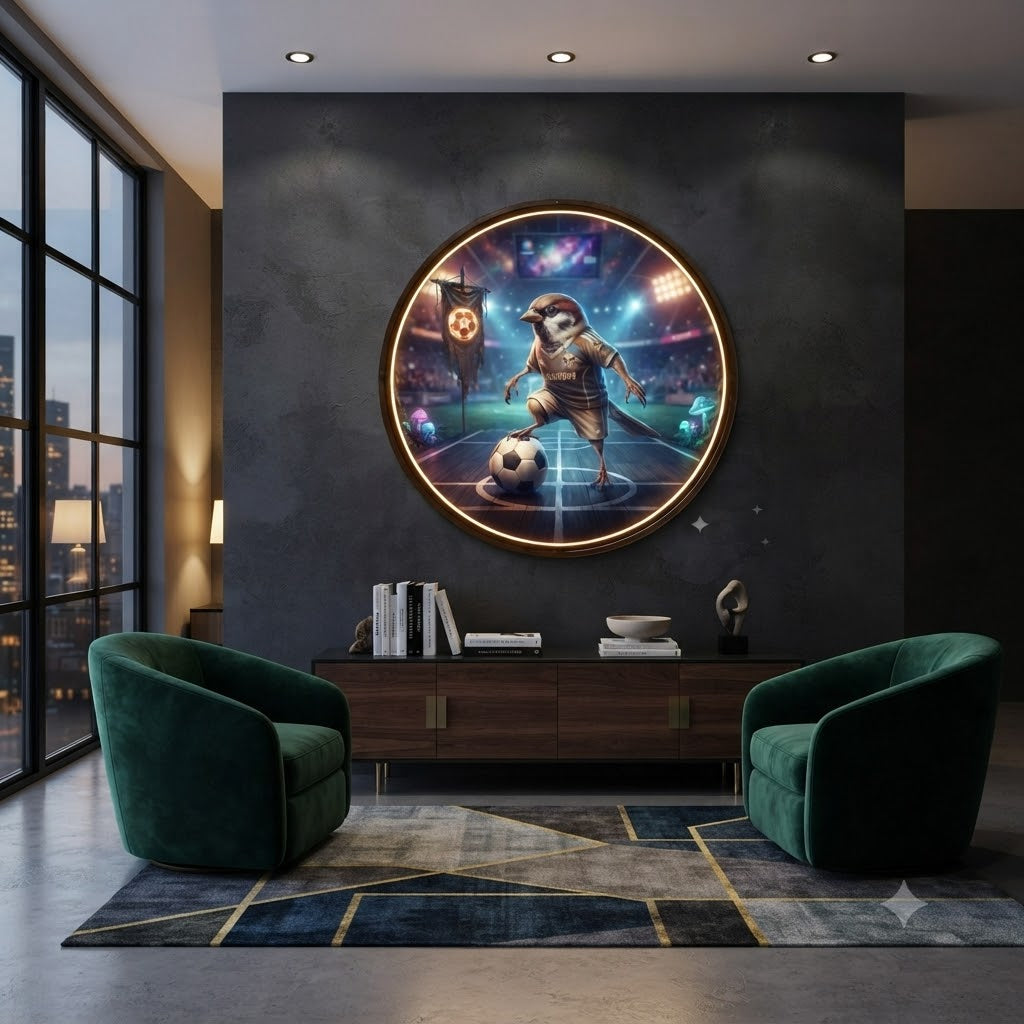 Sparrow Soccer Star Round LED Backlit Wall Art led 237