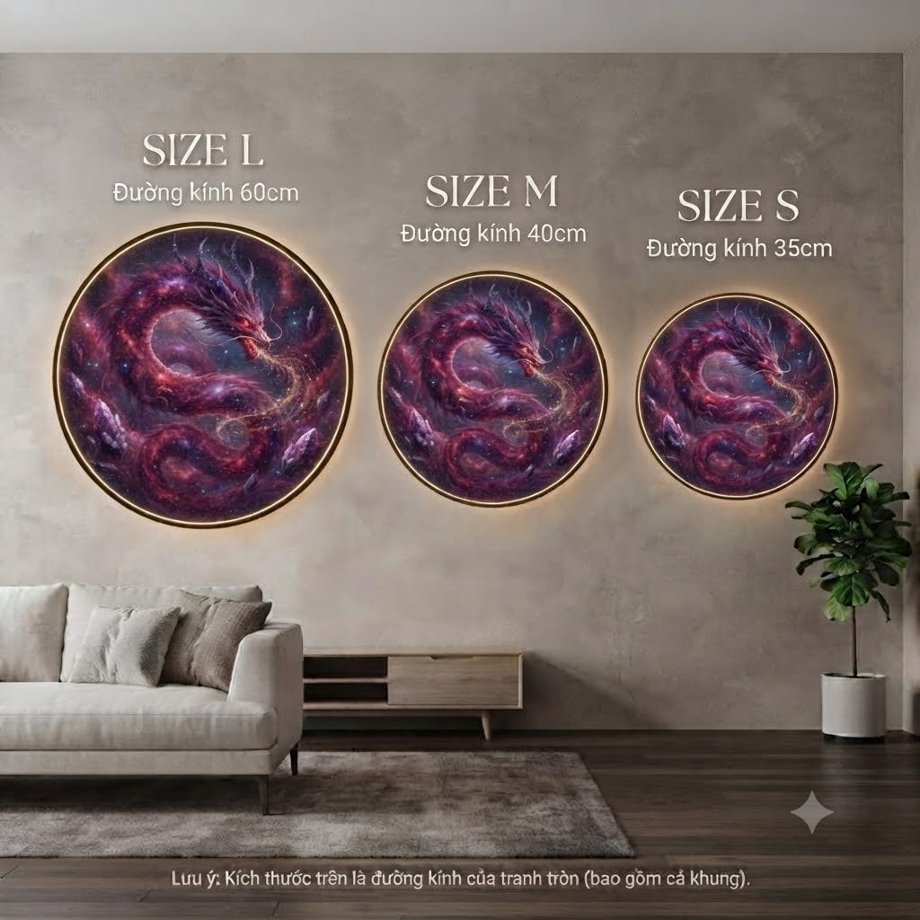 Cosmic Nebula Dragon Circular LED Wall Art led 222