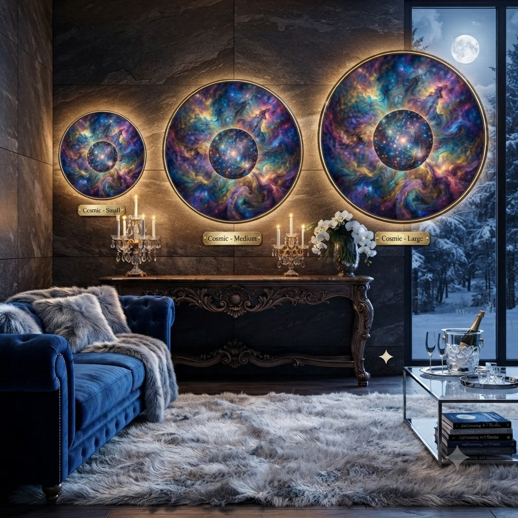 Luxury Three-Size Cosmic Nebula Art Set with 12V LED Halo Wall Display led 220