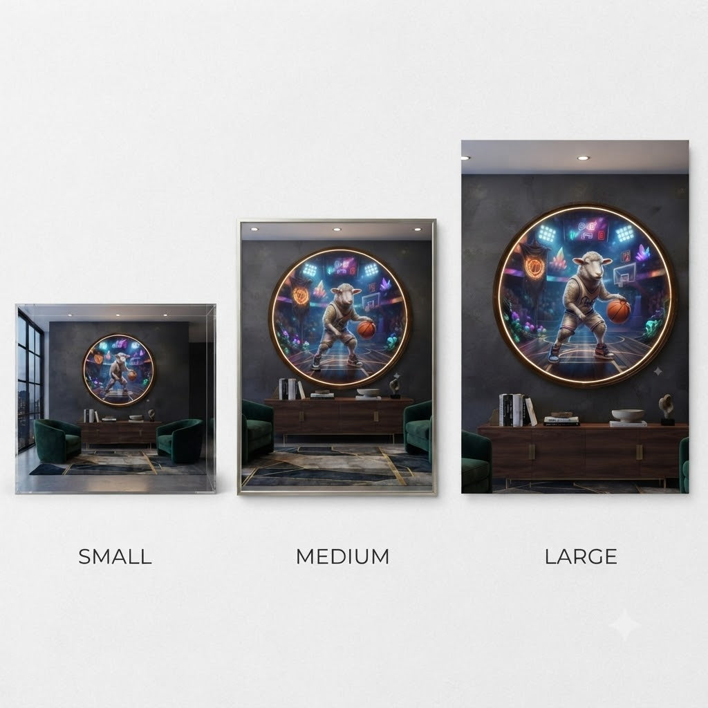 Basketball Sheep Player Cosmic Arena Circular LED Wall Art led 234