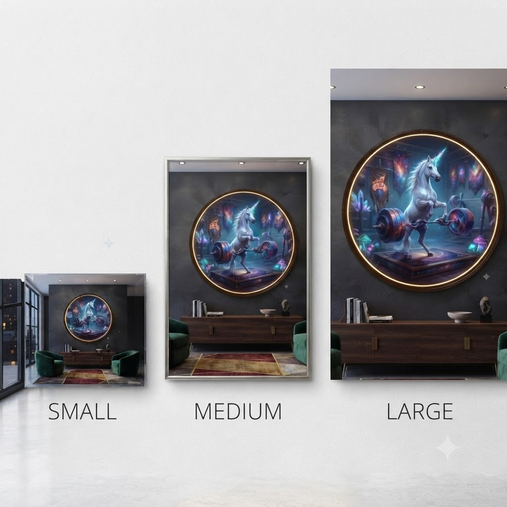 Cosmic Unicorn Gym Wall Art - Modern Round LED Backlit Decor led 236