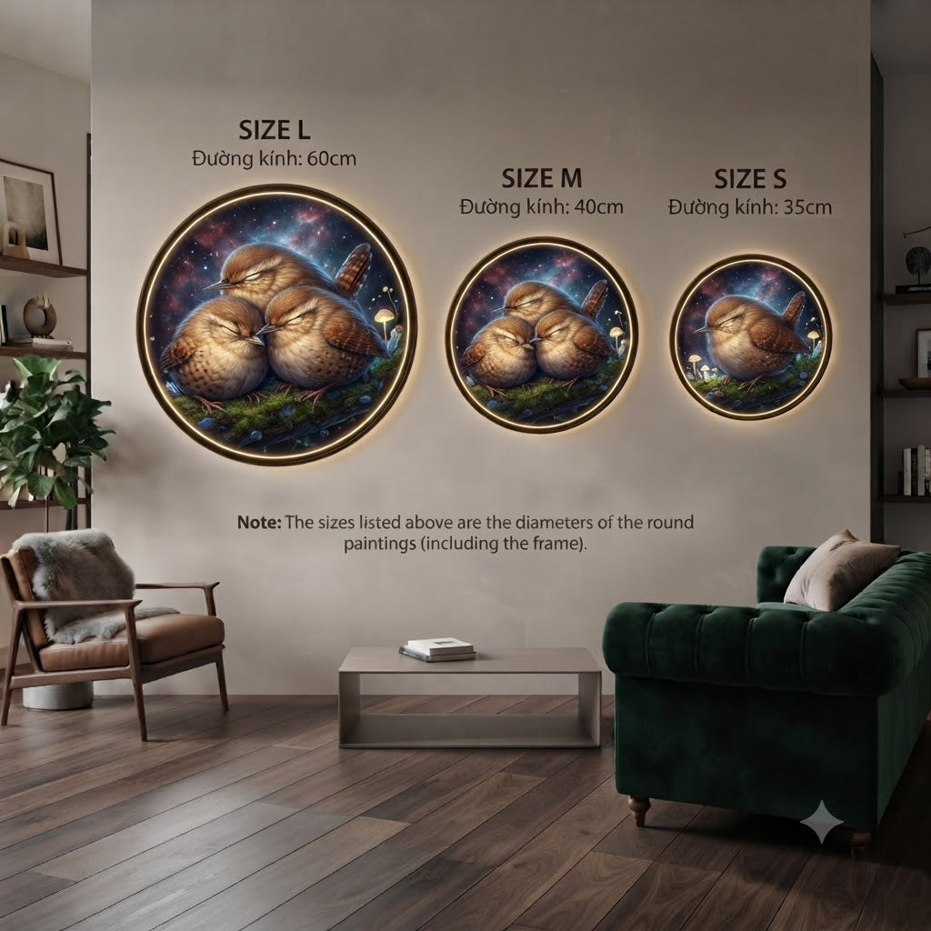 Cosmic Sleepy Sparrow Music Studio Round LED Backlit Wall Art led 239