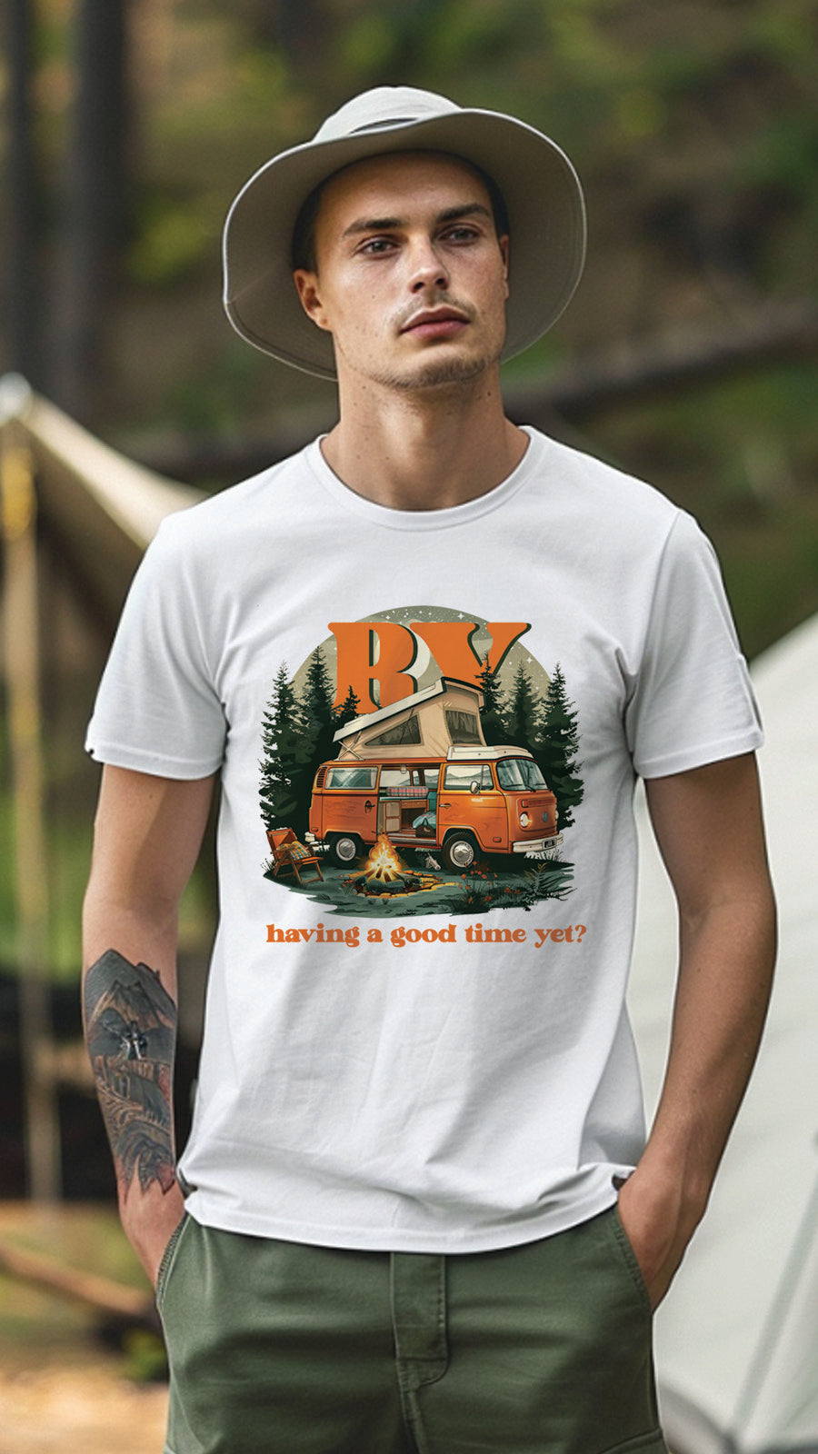 Unisex Camping Graphic Tee, Nature-Inspired T-Shirt for Men and Women, CAM001