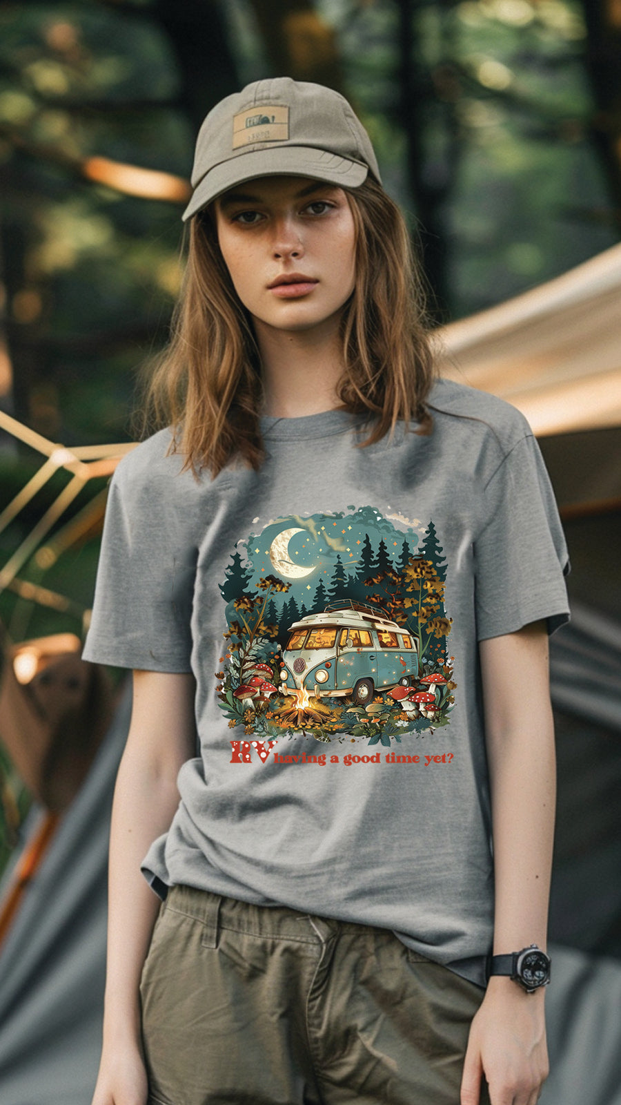 Unisex Camping Graphic Tee, Nature-Inspired T-Shirt for Men and Women, CAM003