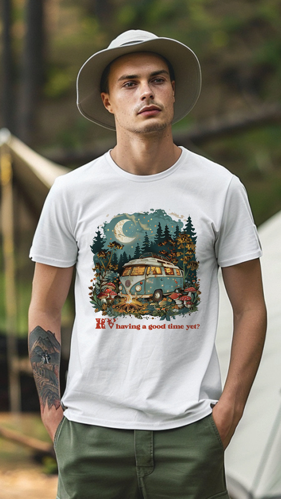 Unisex Camping Graphic Tee, Nature-Inspired T-Shirt for Men and Women, CAM003