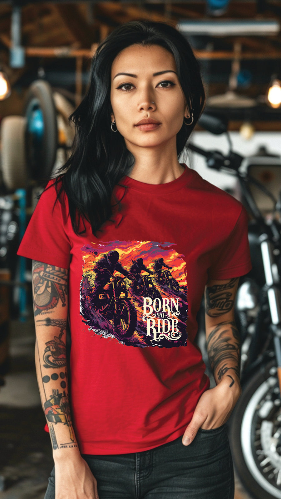 Born to Ride Motorcycle Graphic T-Shirt, Biker Freedom Tee For Men and Women, MOTO001