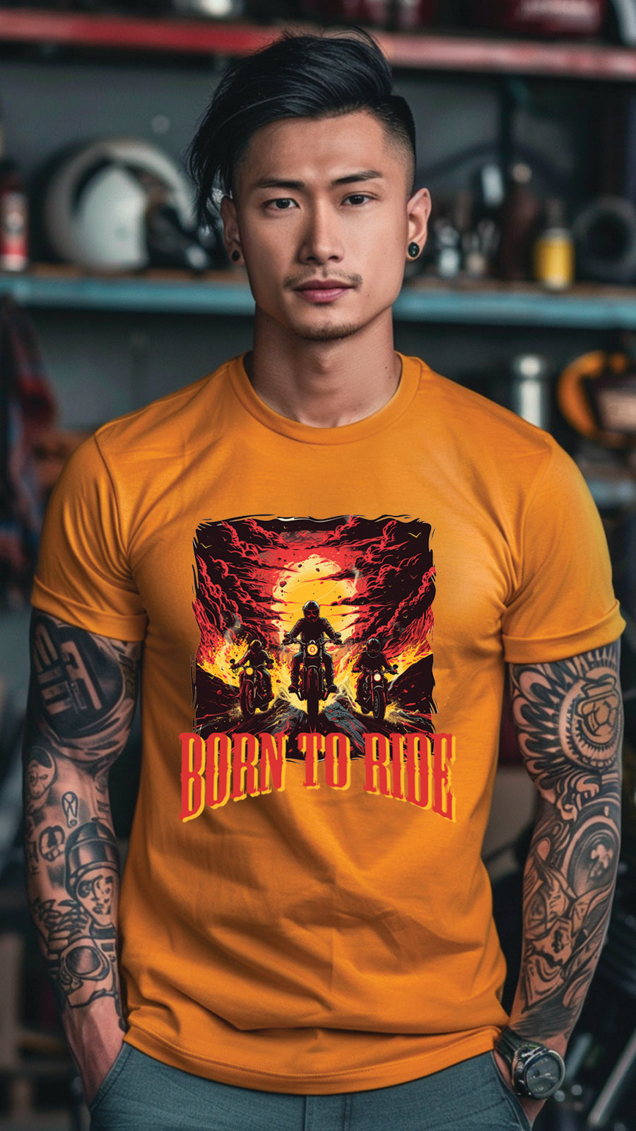 Born to Ride Motorcycle Graphic T-Shirt, Biker Freedom Tee For Men and Women, MOTO002