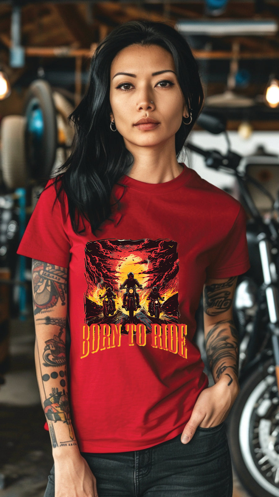Born to Ride Motorcycle Graphic T-Shirt, Biker Freedom Tee For Men and Women, MOTO002