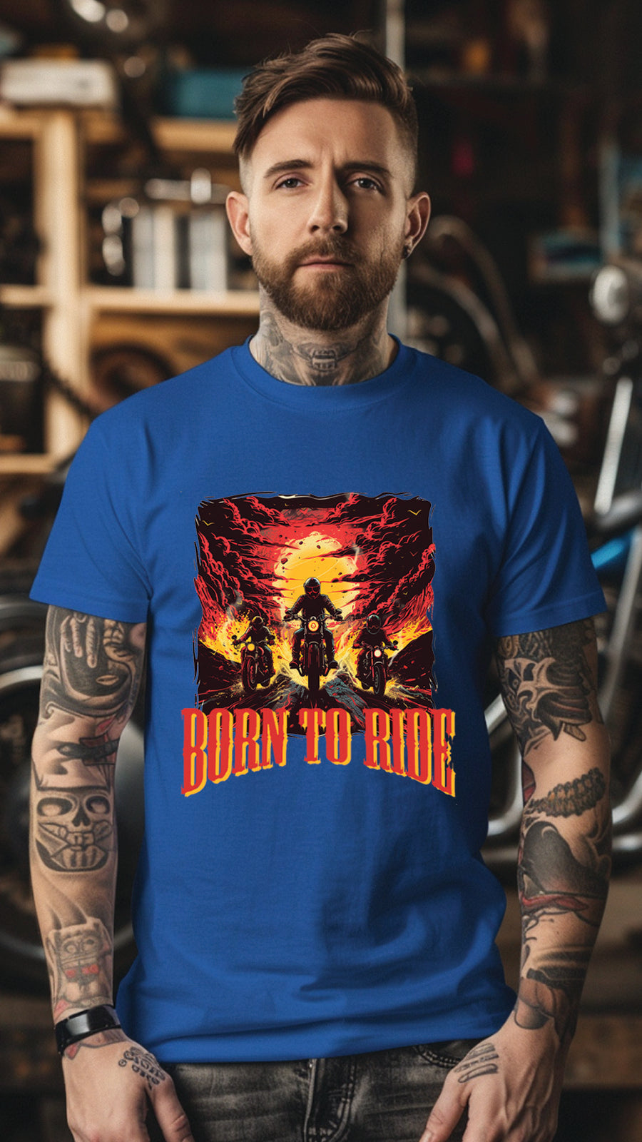 Born to Ride Motorcycle Graphic T-Shirt, Biker Freedom Tee For Men and Women, MOTO002