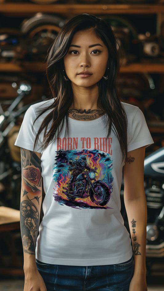 Born to Ride Motorcycle Graphic T-Shirt, Biker Freedom Tee For Men and Women, MOTO003