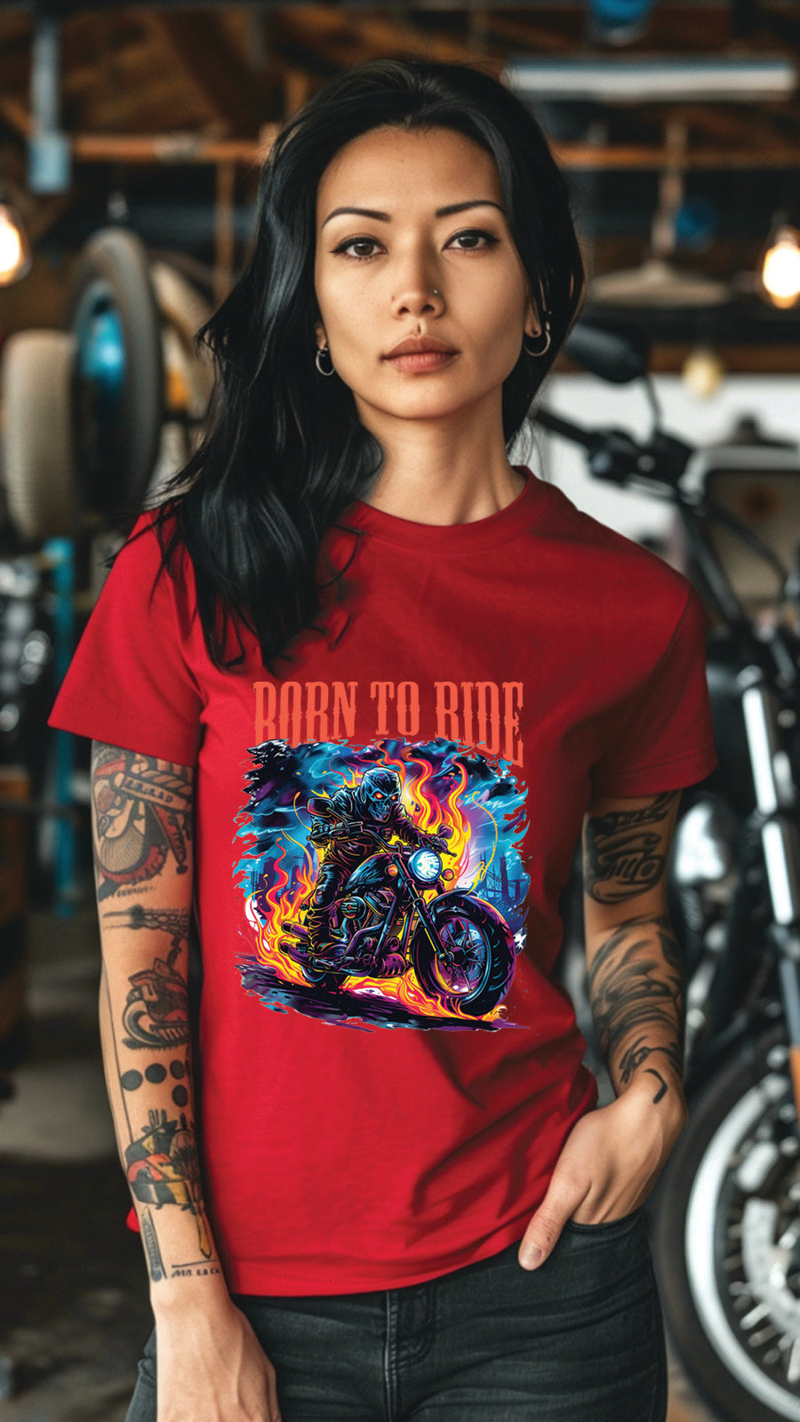 Born to Ride Motorcycle Graphic T-Shirt, Biker Freedom Tee For Men and Women, MOTO003