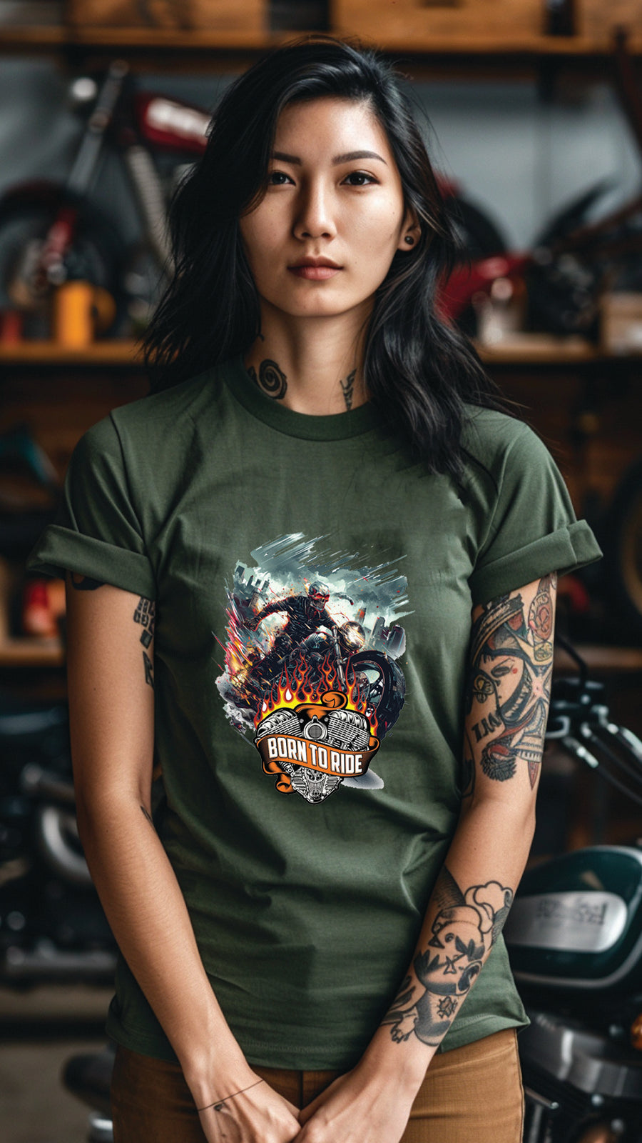 Born to Ride Motorcycle Graphic T-Shirt, Biker Freedom Tee For Men and Women, MOTO004