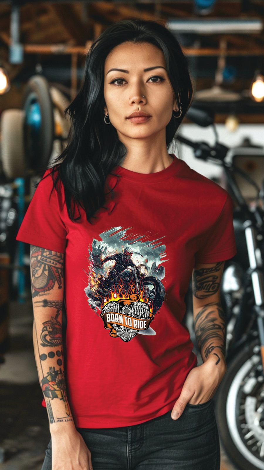 Born to Ride Motorcycle Graphic T-Shirt, Biker Freedom Tee For Men and Women, MOTO004